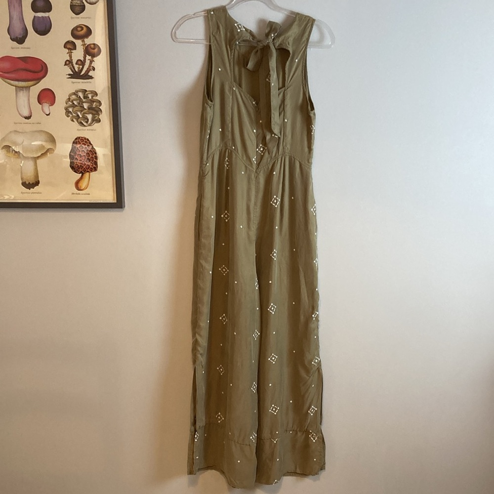 Anthropologie Sancia Carmela Wide-Leg Jumpsuit. Size: S. Tan & White - Picture 6 of 13